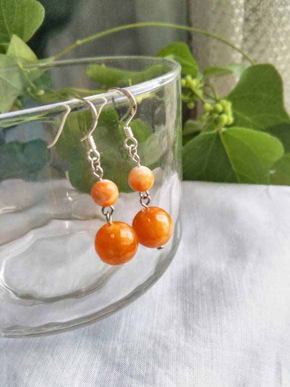 1点作品☺︎ コッパー枠カルサイトピアス イヤリングに変更可能☺︎ 1点