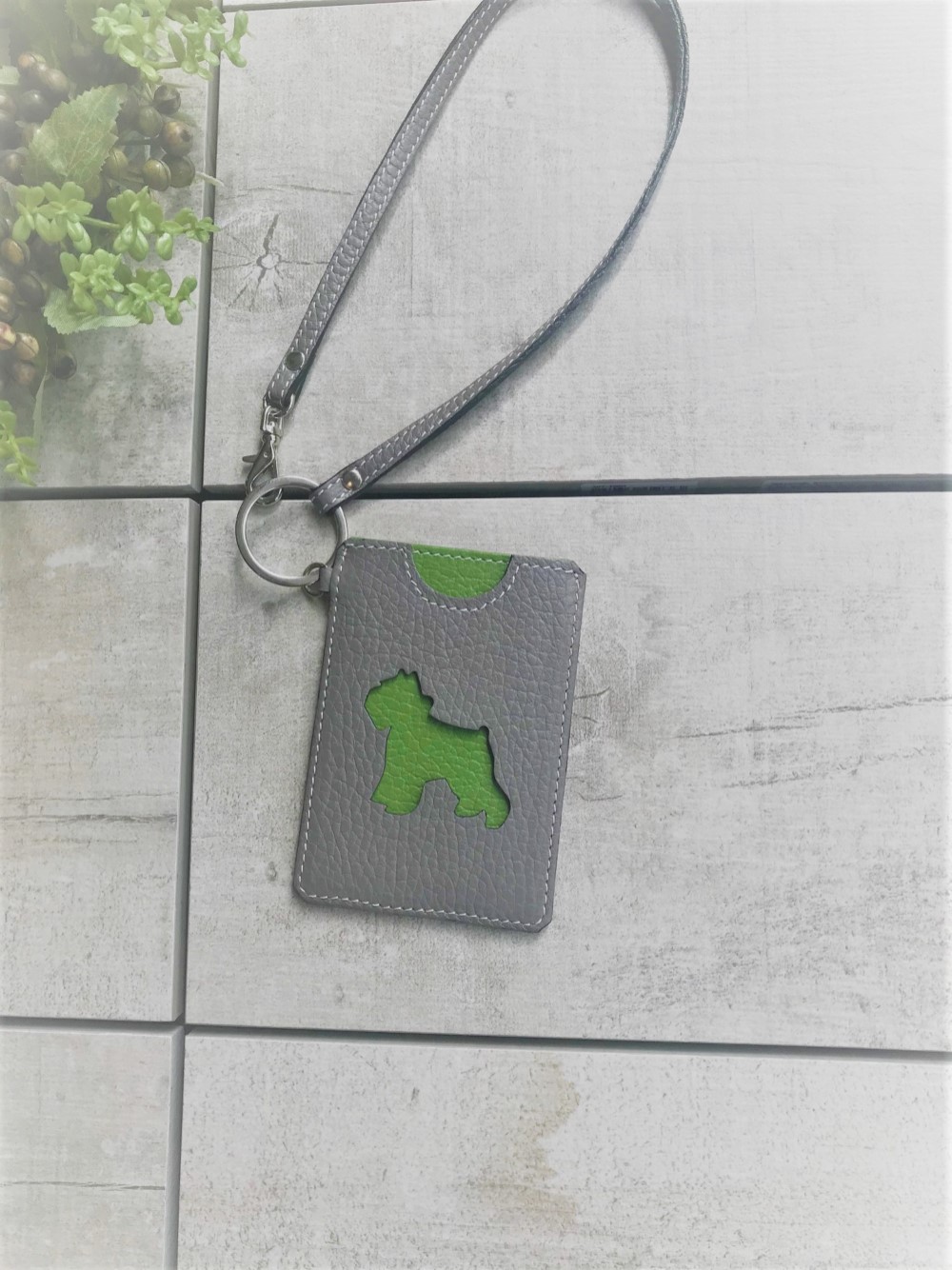 イタリーカーフ　バイカラー　パスケース(テリア)　アッシュグレー