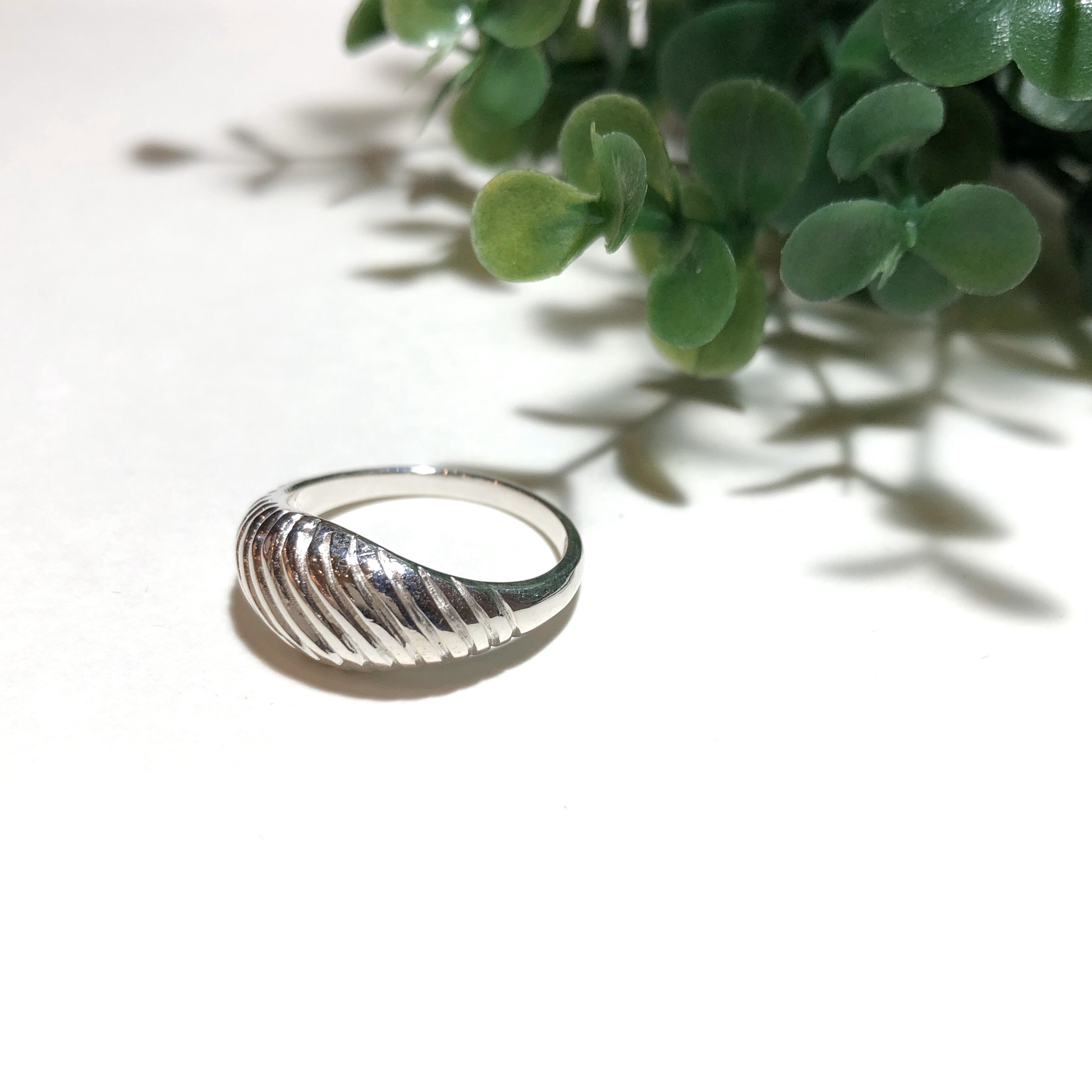 純銀製＊縞模様デザインリング