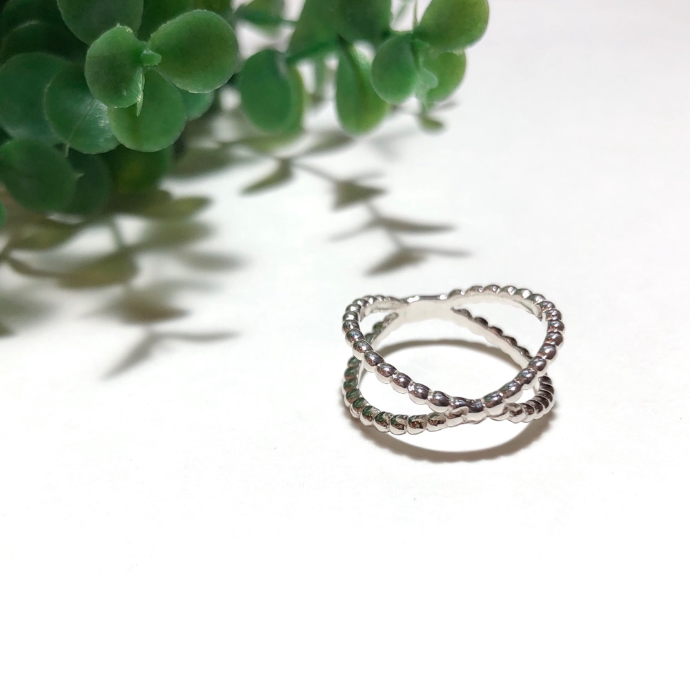 サイズ入荷！純銀製＊つぶつぶクロスリング