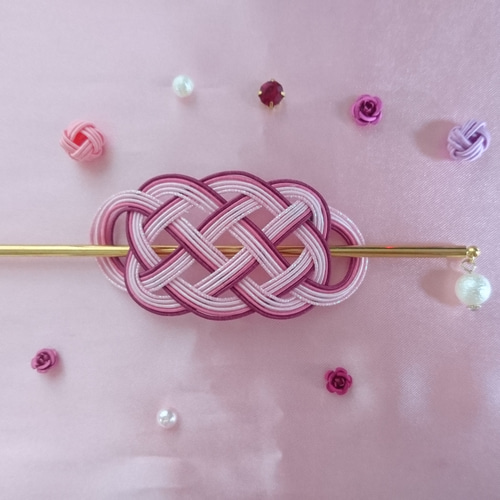 激安の 水引アクセサリーセット(さくらピンク) かんざし m.i.handmade ネックレス・ペンダント