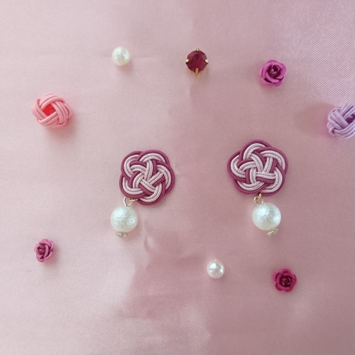 水引アクセサリーセット(さくらピンク) かんざし m.i.handmade