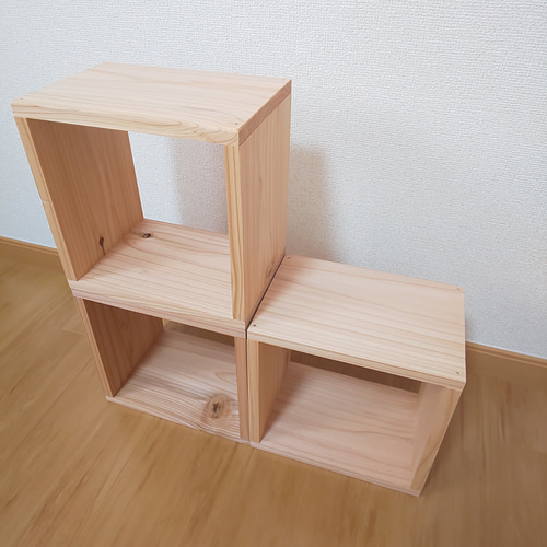 【大人気】ハンドメイドオシャレなキューブボックス！ クリアニス仕上げ！セット価格】3個セット！オシャレなキューブ