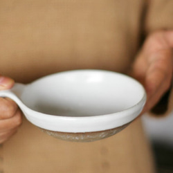 A・須恵器・とり鉢スープカップ(平たい）・白 2枚目の画像