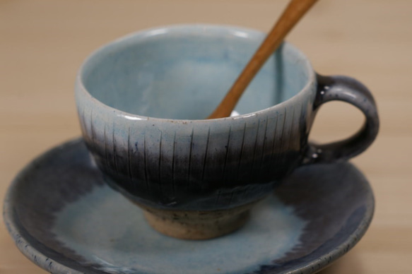 A・須恵器・コーヒーカップ・ブルー 1枚目の画像