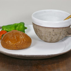 A・須恵器・プレート丸皿(大）白 4枚目の画像