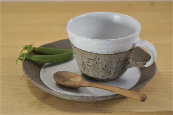 A・須恵器・コーヒーカップ（角）・白 1枚目の画像