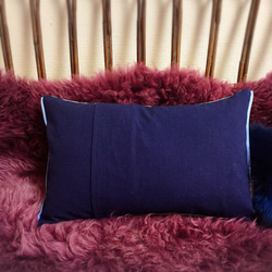 数量限定:枕にも使えるKUMOボーダー蛍光クッション✴︎ブルー✴︎ 2枚目の画像