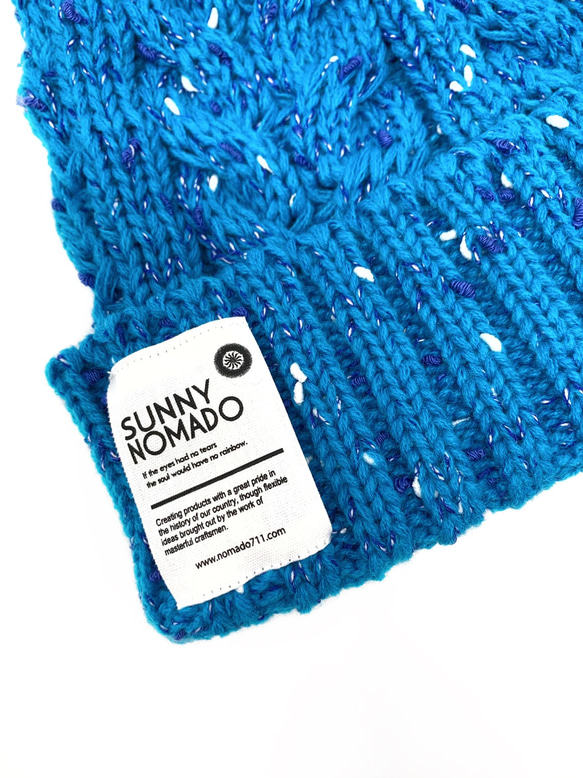 ザイルロープをモチーフにしたニット帽  OUTDOOR ROPE KNIT I  TUR/BLU（ターコイズ×ブルー） 2枚目の画像