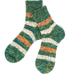 【TMSO-097 Autumn Light Hemp Socks】GREEN size 23㎝〜25㎝ 麻 奈良産靴下 1枚目の画像