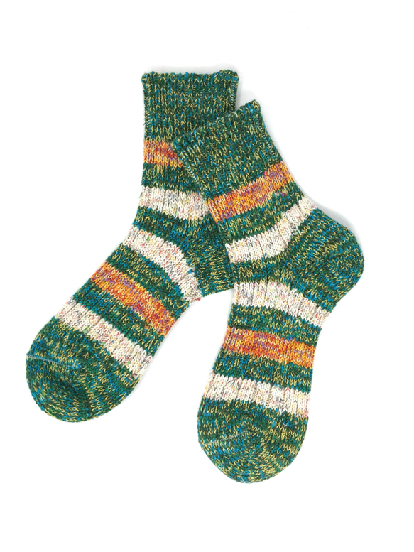 【TMSO-097 Autumn Light Hemp Socks】GREEN size 23㎝〜25㎝ 麻 奈良産靴下 1枚目の画像