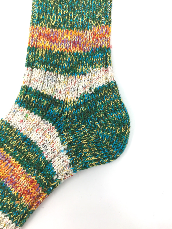 【TMSO-097 Autumn Light Hemp Socks】GREEN size 23㎝〜25㎝ 麻 奈良産靴下 3枚目の画像