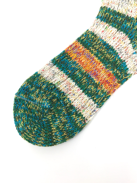 【TMSO-097 Autumn Light Hemp Socks】GREEN size 23㎝〜25㎝ 麻 奈良産靴下 4枚目の画像