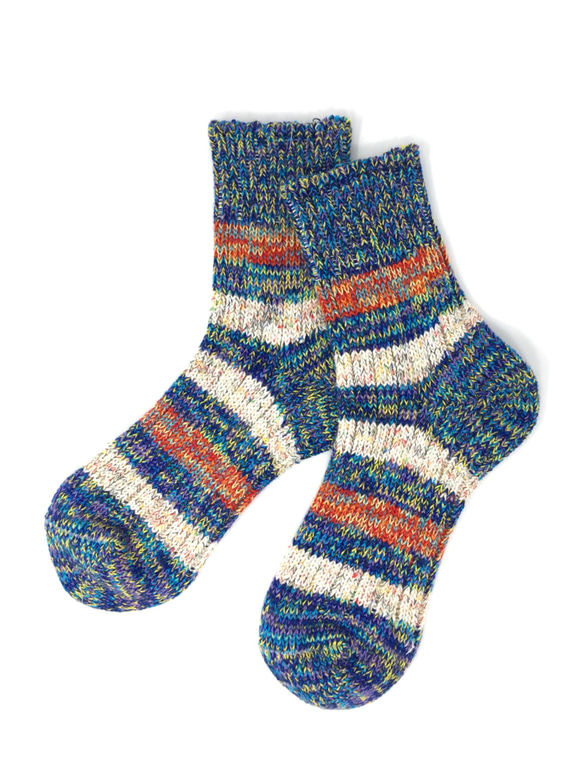 【TMSO-097 Autumn Light Hemp Socks】BLUE size 23㎝〜25㎝ 麻 奈良産靴下 1枚目の画像