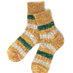 【TMSO-097 Autumn Light Hemp Socks】YELLOW size 25㎝〜27㎝ 麻使用 2枚目の画像