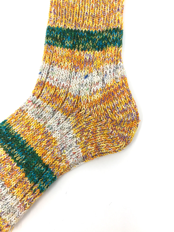 【TMSO-097 Autumn Light Hemp Socks】YELLOW size 25㎝〜27㎝ 麻使用 3枚目の画像