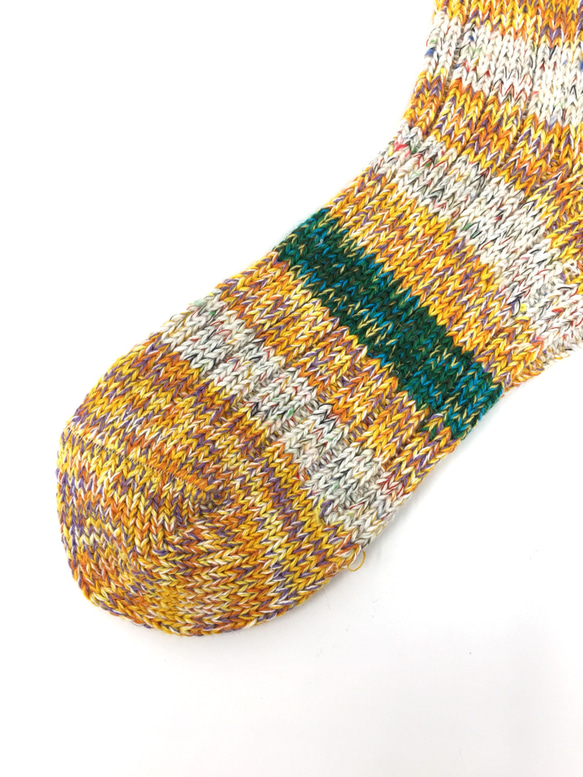 【TMSO-097 Autumn Light Hemp Socks】YELLOW size 25㎝〜27㎝ 麻使用 4枚目の画像