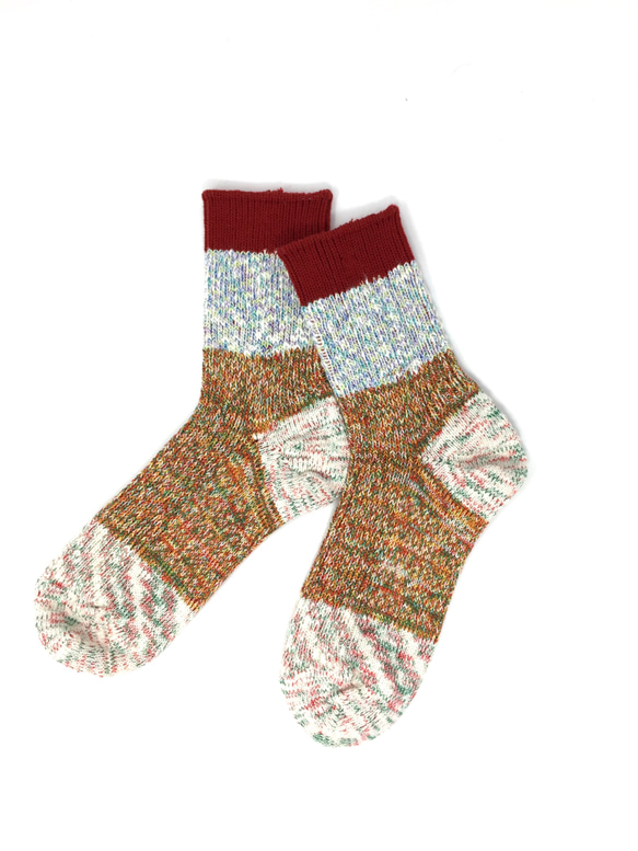 【TMSO-098 Cloud Hemp Socks】RED size 23㎝〜25㎝ 麻使用 奈良産靴下 1枚目の画像