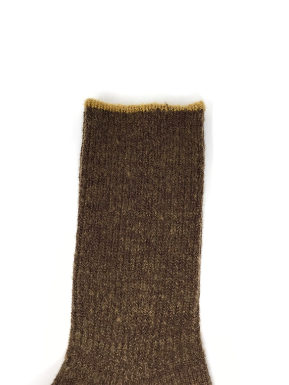 【TMSO-102 Sunbeams Leaves Hemp Socks】BROWN size 25㎝〜27㎝ 麻ウール 1枚目の画像