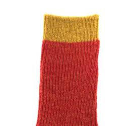 【TMSO-100 Fallen Leaves Hemp Socks】RED size 23㎝〜25㎝ 麻 ウール 綿 2枚目の画像