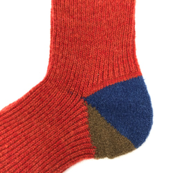 【TMSO-100 Fallen Leaves Hemp Socks】RED size 23㎝〜25㎝ 麻 ウール 綿 3枚目の画像