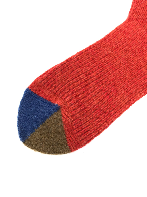 【TMSO-100 Fallen Leaves Hemp Socks】RED size 23㎝〜25㎝ 麻 ウール 綿 4枚目の画像