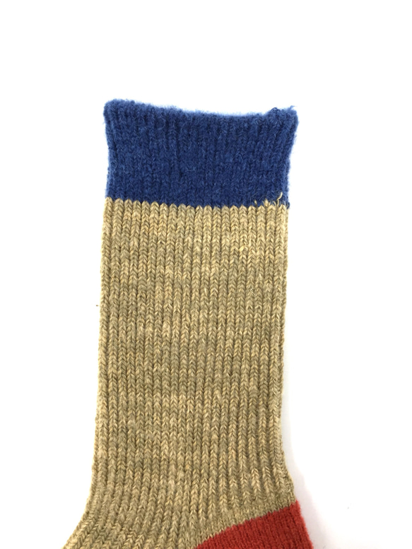 【TMSO-100 Fallen Leaves Hemp Socks】BEIGE size 23㎝〜25㎝ 麻 ウール 3枚目の画像