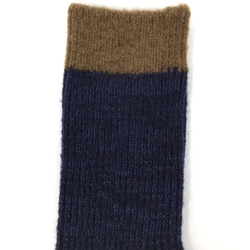 【TMSO-100 Fallen Leaves Hemp Socks】NAVY size 23㎝〜25㎝ 麻 ウール 綿 2枚目の画像