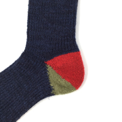 【TMSO-100 Fallen Leaves Hemp Socks】NAVY size 23㎝〜25㎝ 麻 ウール 綿 3枚目の画像