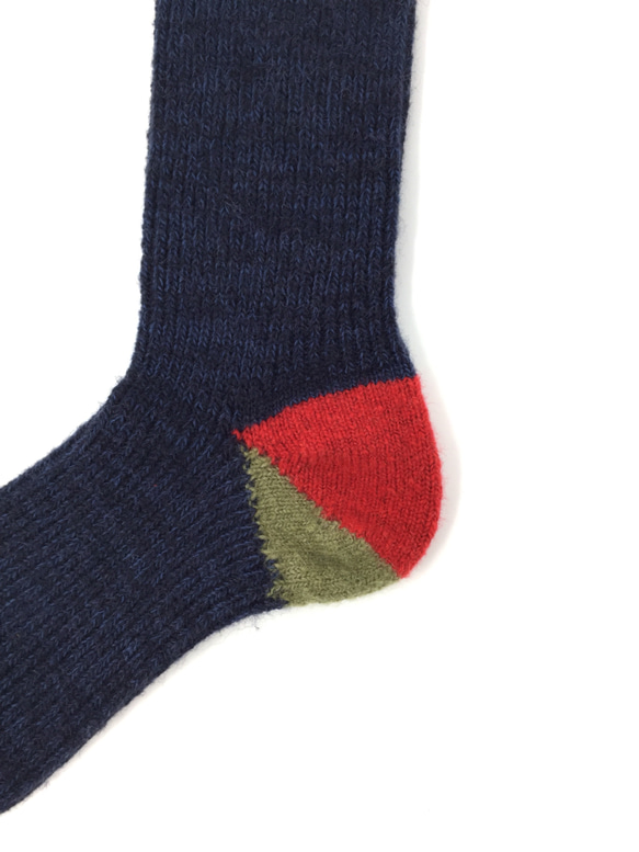 【TMSO-100 Fallen Leaves Hemp Socks】NAVY size 23㎝〜25㎝ 麻 ウール 綿 3枚目の画像