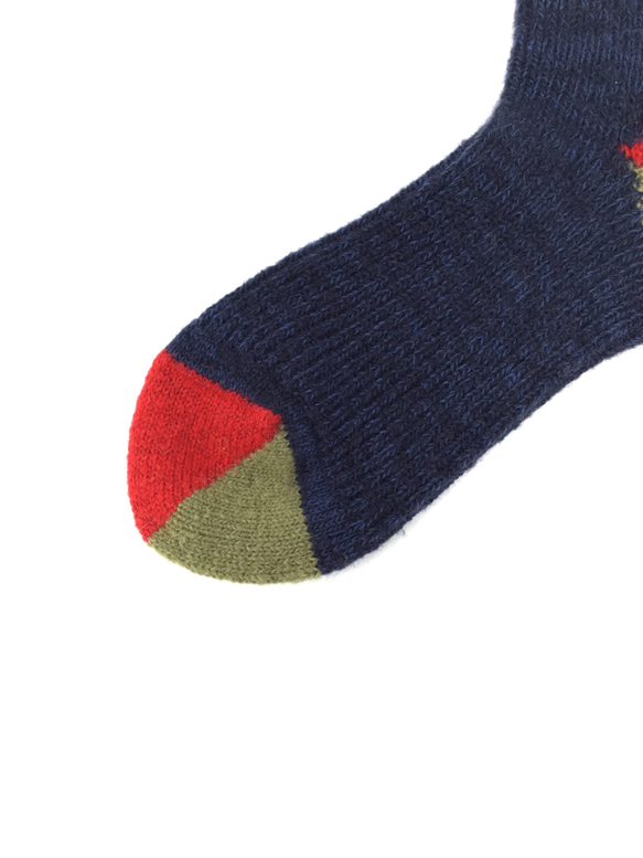 【TMSO-100 Fallen Leaves Hemp Socks】NAVY size 23㎝〜25㎝ 麻 ウール 綿 4枚目の画像