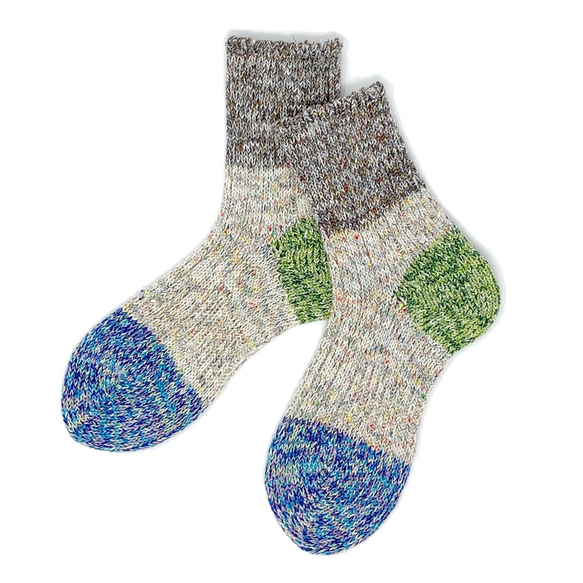 TMSO-104【Tepid Breeze Hemp Socks】GRY/GRN/BLU 25㎝~27㎝ 1枚目の画像