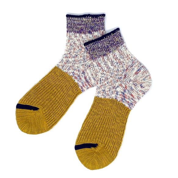 TMSO-105【Full Bloom Hemp Socks】YELLOW(イエロー) 25㎝~27㎝ 麻を使用した靴下 1枚目の画像