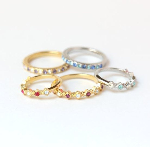 誕生石＊ハーフエタニティリング（貴和クリスタル使用） 指輪・リング