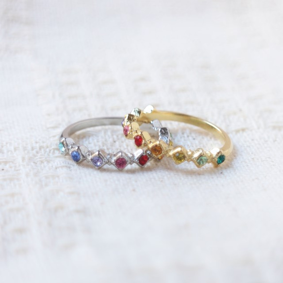 レインボー＊9連リング（貴和クリスタル使用） 指輪・リング Blauer