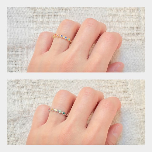 レインボー＊9連リング（貴和クリスタル使用） 指輪・リング Blauer