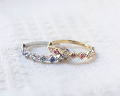 【美品】AHKAH モザイクリング 9号 ハーフエタニティ ティナ リング（ハーフエタニティ/1.9mm） [結婚指輪] AHKAH