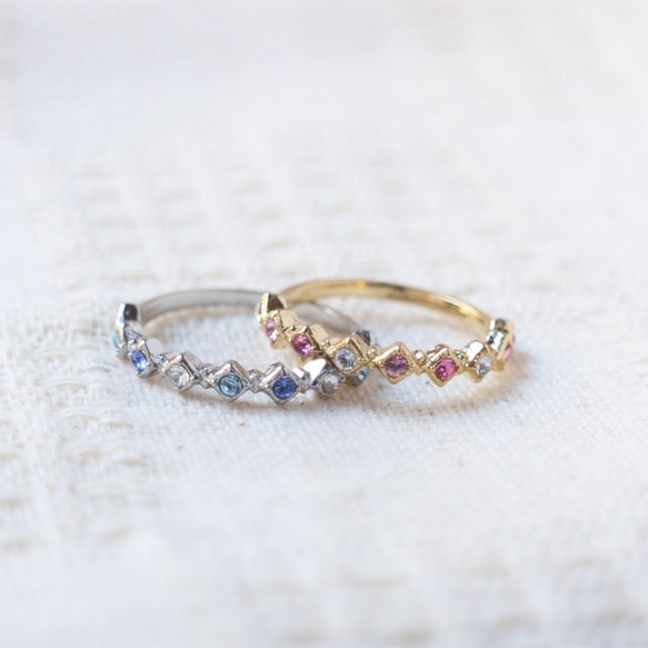 9連＊ハーフエタニティリング（貴和クリスタル使用） 指輪・リング