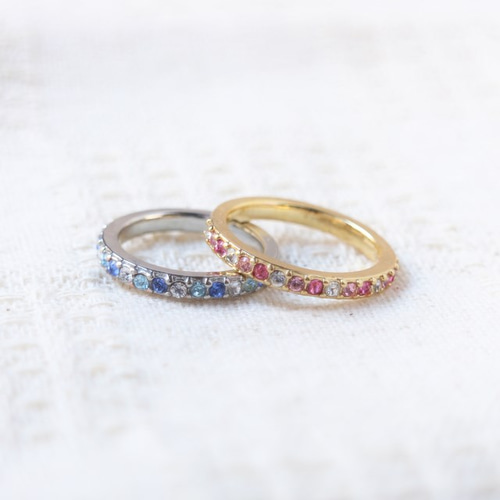 16連＊ハーフエタニティリング（貴和クリスタル使用） 指輪・リング