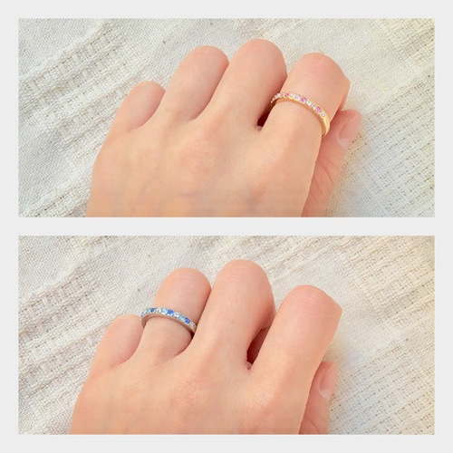 16連＊ハーフエタニティリング（貴和クリスタル使用） 指輪・リング