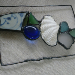 奄美大島の砂浜より。ステンドグラス小作品。shellとシーグラスと陶器の欠片 10枚目の画像