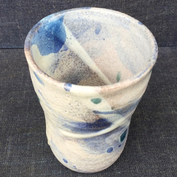 コバルト雲と藁灰釉のカップ 4枚目の画像