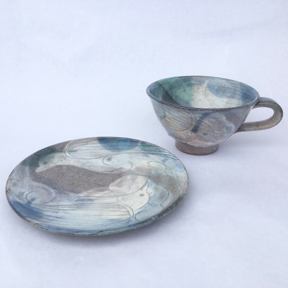 かささぎと雲のカップ&ソーサー　(コバルト) 3枚目の画像