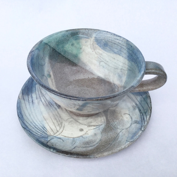 かささぎと雲のカップ&ソーサー　(コバルト) 5枚目の画像