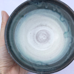 エメラルドグリーンとリングの茶碗 3枚目の画像