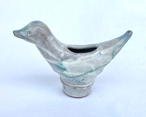 陶磁器 水差し 鳥と花の絵柄 水鳥の水差し (花入れ) 小 一輪挿し・花瓶・花器 佐ノ川谷 藍子