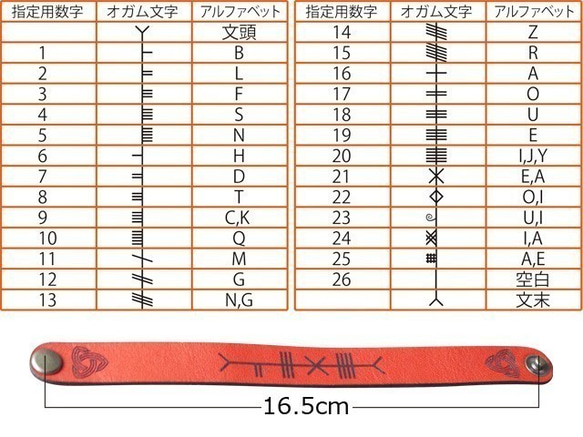 Celtica 03 ケルト文様 オガム文字 ブレスレット 牛革 ハンドメイド レザー  緑 5枚目の画像