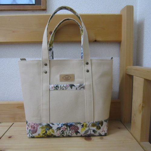 倉敷8号帆布＊リバティラミネート＊トートバック*＊Dカン付＊2WAY