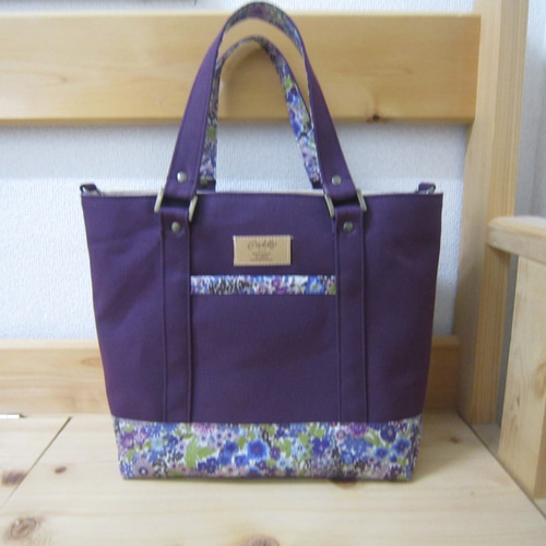 倉敷8号帆布*リバティビニールコーティグ*トートバック*Dカン付*持ち手角 倉敷8号帆布*リバティビニールコーティグ*トートバック*Dカン付*持ち手角