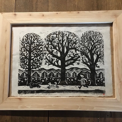 木の枝額縁（中の作品は別売） 角材を使ったシンプルな額縁 A3サイズが